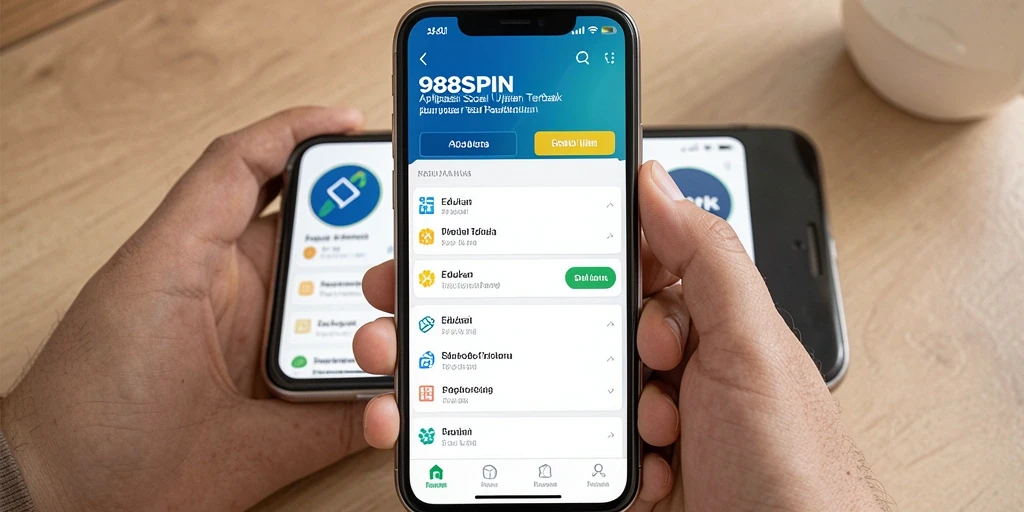 Antarmuka aplikasi 988SPIN dengan fitur soal ujian yang interaktif.