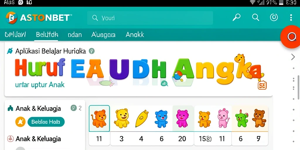Tampilan antarmuka <strong>ASTONBET</strong> yang ceria dan edukatif.