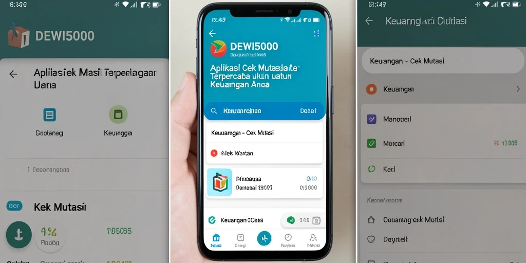 Tampilan antarmuka DEWI5000 yang menampilkan fungsi cek mutasi keuangan.