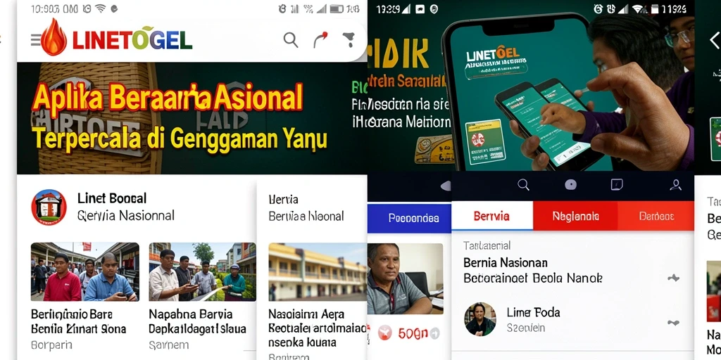Tampilan antarmuka utama aplikasi LINETOGEL yang menampilkan berita nasional terbaru.