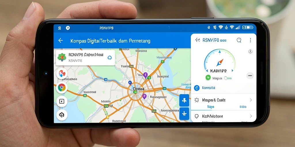 Antarmuka RSNVIP8 yang intuitif dalam menampilkan fungsi Kompas Digital.