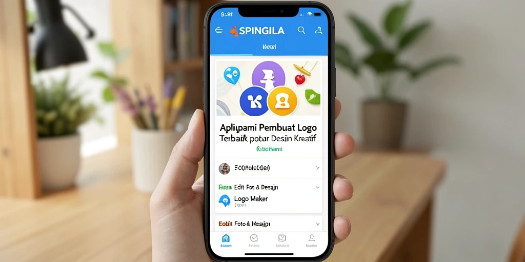 Antarmuka SPINGILA menampilkan desain logo yang kreatif dan intuitif untuk pengguna.
